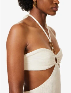 Exclusive Mina Halterneck Organic-cotton Midi Dress -Whistles Shop R04174176 CREAM ALT04