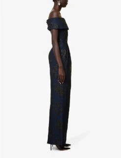 Rebecca Vallance Antoinette Jacquard-pattern Woven Maxi Dress -Whistles Shop R04174373 NAVYBLACK ALT02