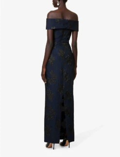Rebecca Vallance Antoinette Jacquard-pattern Woven Maxi Dress -Whistles Shop R04174373 NAVYBLACK ALT03
