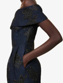 Rebecca Vallance Antoinette Jacquard-pattern Woven Maxi Dress -Whistles Shop R04174373 NAVYBLACK ALT04