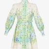 Zimmermann Raie High-neck Linen Mini Dress