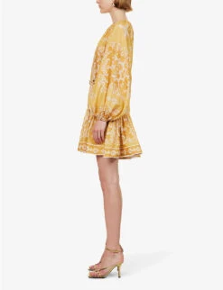 Zimmermann Raie Paisley-print Silk Mini Dress -Whistles Shop R04174603 GOLDDAMASK ALT02