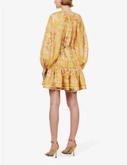 Zimmermann Raie Paisley-print Silk Mini Dress -Whistles Shop R04174603 GOLDDAMASK ALT03
