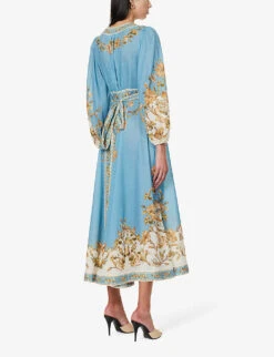Zimmermann Chintz Paisley-pattern Wrap Cotton Midi Dress -Whistles Shop R04174625 BLUEDAISYFLORAL ALT03