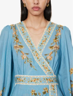 Zimmermann Chintz Paisley-pattern Wrap Cotton Midi Dress -Whistles Shop R04174625 BLUEDAISYFLORAL ALT04