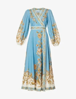 Zimmermann Chintz Paisley-pattern Wrap Cotton Midi Dress