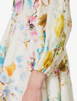 Zimmermann Halcyon V-neck Linen Mini Dress -Whistles Shop R04174632 SPLICED ALT04