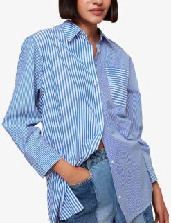 Whistles Millie Stripe Oversized Cotton Shirt -Whistles Shop R04175228 MULTICOLOURED ALT02