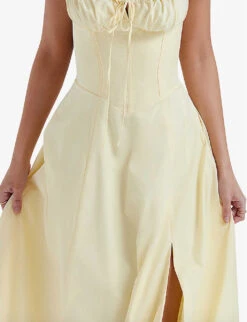 Carmen Gathered-cup Stretch Cotton-blend Midi Dress 9 Carmen Gathered-cup Stretch Cotton-blend Midi Dress -Whistles Shop R04179414 BUTTERCUP ALT04