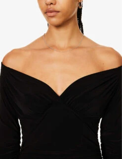 Norma Kamali Tara V-neck Stretch-woven Midi Dress -Whistles Shop R04179604 BLACK ALT04