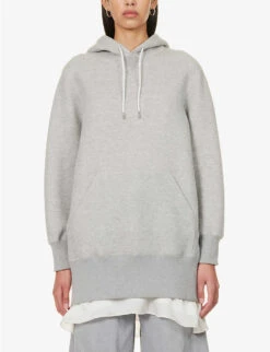 Sacai Zip-back Relaxed-fit Cotton-blend Hoody -Whistles Shop R04180397 LGRAY ALT02
