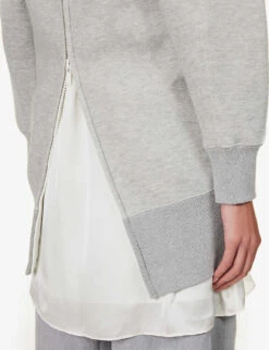 Sacai Zip-back Relaxed-fit Cotton-blend Hoody -Whistles Shop R04180397 LGRAY ALT04