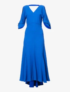 Victoria Beckham V-neck Open-back Stretch-woven Midi Dress