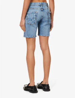 Distressed Mid-rise Upcycled Denim Shorts 9 Distressed Mid-rise Upcycled Denim Shorts -Whistles Shop R04180693 LIGHTBLUEWASH ALT03