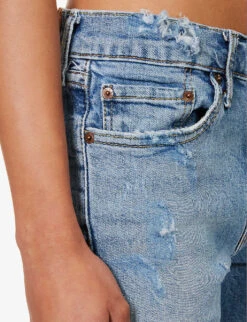 Distressed Mid-rise Upcycled Denim Shorts 11 Distressed Mid-rise Upcycled Denim Shorts -Whistles Shop R04180693 LIGHTBLUEWASH ALT05