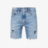 Distressed Mid-rise Upcycled Denim Shorts