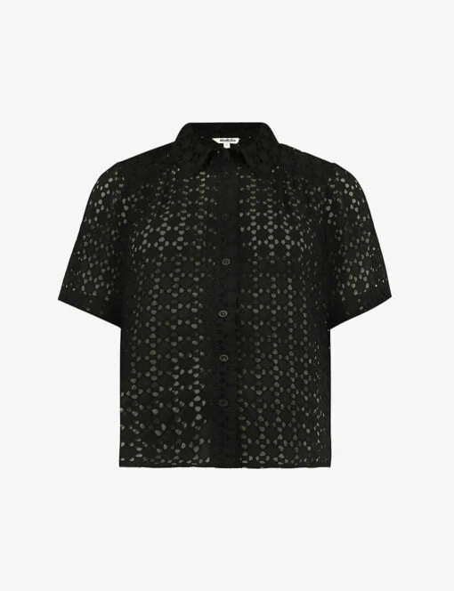Broderie-anglaise Boxy Cotton Shirt 2 Broderie-anglaise Boxy Cotton Shirt -Whistles Shop R04181103 BLACK M