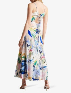 Ted Baker Ashhliy V-neck Graphic-print Woven Maxi Dress -Whistles Shop R04181243 WHITE ALT02