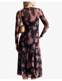 Ted Baker Samiyah Graphic-print Long-sleeve Mesh Midi Dress -Whistles Shop R04181249 BLACK ALT03