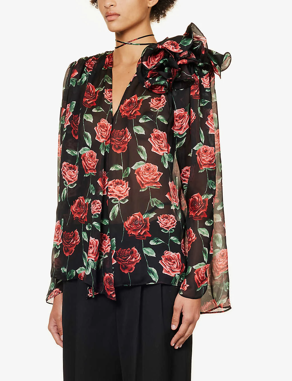Magda Butrym Floral-embellished Relaxed-fit Silk Blouse 3 Magda Butrym Floral-embellished Relaxed-fit Silk Blouse - Image 3