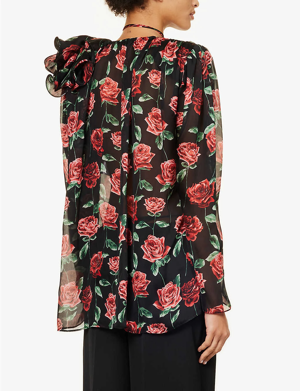 Magda Butrym Floral-embellished Relaxed-fit Silk Blouse 4 Magda Butrym Floral-embellished Relaxed-fit Silk Blouse - Image 4
