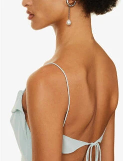 Acne Studios Delouise Semi-sheer Asymmetric Chiffon Maxi Dress -Whistles Shop R04184365 CARIBBEANBLUE ALT05