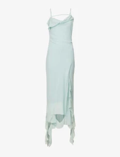 Acne Studios Delouise Semi-sheer Asymmetric Chiffon Maxi Dress