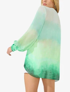 V-neck Gradient-pattern Woven Shirt -Whistles Shop R04185913 GREEN ALT02