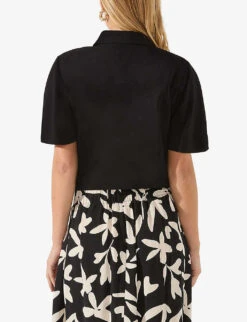 Flutter-sleeve Self-tie Woven Shirt -Whistles Shop R04185926 BLACK ALT02