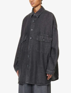 Dallas Oversized Faded-wash Denim Shirt -Whistles Shop R04186445 DARKGREY ALT02