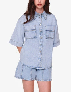 Giana Patch-pocket Oversized Organic-cotton Denim Shirt -Whistles Shop R04186780 EXTRALIGHTWASH ALT02