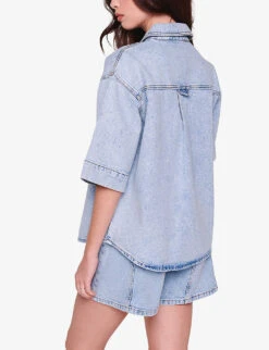 Giana Patch-pocket Oversized Organic-cotton Denim Shirt -Whistles Shop R04186780 EXTRALIGHTWASH ALT03