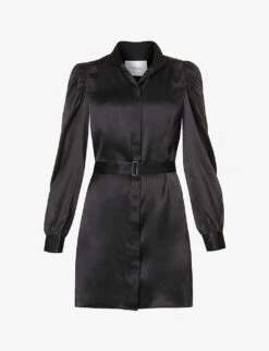 FRAME Gillian Gathered-trims Silk Mini Dress