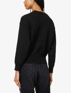 Isabel Marant Etoile Ailys Logo-print Knitted Sweatshirt -Whistles Shop R04188827 BLACK ALT03