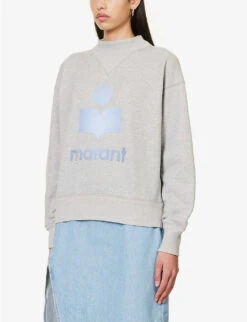 Isabel Marant Etoile Moby Graphic-print Cotton-blend Sweatshirt -Whistles Shop R04188833 GREY ALT02