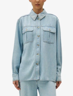 CLAUDIE PIERLOT Calisto Loose-fit Long-sleeve Woven Shirt 7 CLAUDIE PIERLOT Calisto Loose-fit Long-sleeve Woven Shirt -Whistles Shop R04189873 DENIMJEAN ALT02