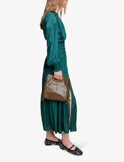 Maje Rovel Pleated Woven Maxi Dress -Whistles Shop R04190047 VERTS ALT02