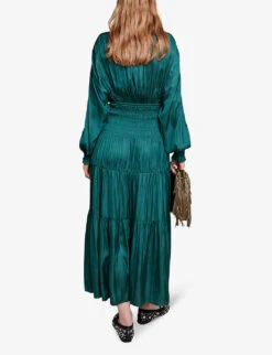 Maje Rovel Pleated Woven Maxi Dress -Whistles Shop R04190047 VERTS ALT03