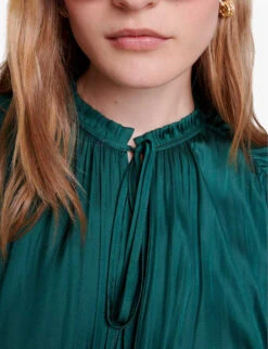 Maje Rovel Pleated Woven Maxi Dress -Whistles Shop R04190047 VERTS ALT04