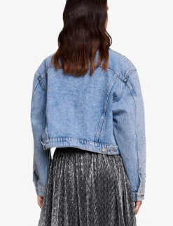 Maje Betoile Rhinestone-embellished Faded Denim Jacket 8 Maje Betoile Rhinestone-embellished Faded Denim Jacket -Whistles Shop R04190268 BLEUS ALT03