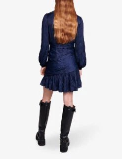 Maje Runny Lona V-neck Woven Mini Dress -Whistles Shop R04190368 BLEUS ALT03