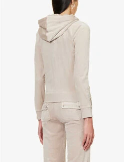 Juicy Couture Logo-embroidered Front-pocket Velour Hoody -Whistles Shop R04191476 STRING509 ALT03