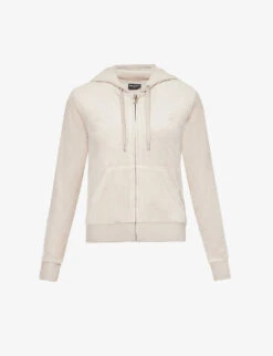 Juicy Couture Logo-embroidered Front-pocket Velour Hoody
