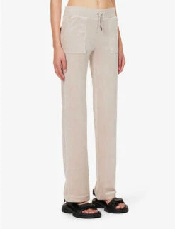 Juicy Couture Logo-embroidered Straight-leg Velour Trousers -Whistles Shop R04191477 STRING509 ALT02