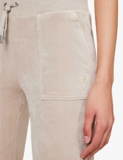 Juicy Couture Logo-embroidered Straight-leg Velour Trousers -Whistles Shop R04191477 STRING509 ALT04