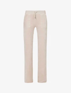 Juicy Couture Logo-embroidered Straight-leg Velour Trousers