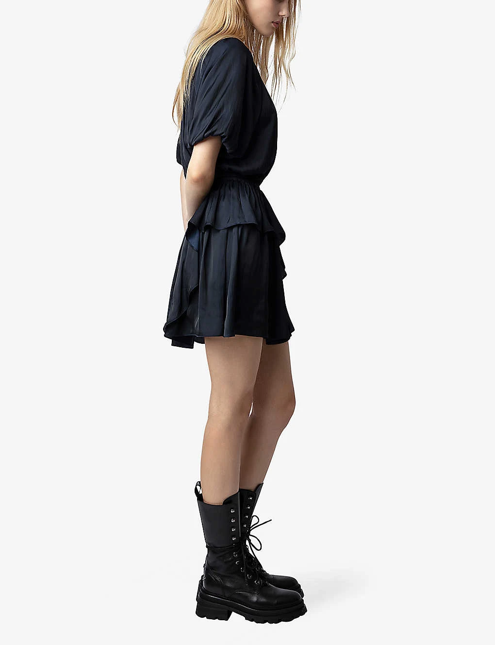 Zadig & Voltaire Romina Ruffle-time Satin Mini Dress 3 Zadig & Voltaire Romina Ruffle-time Satin Mini Dress - Image 3