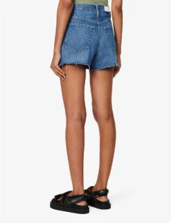 RE/DONE 50s Raw-hem Mid-rise Denim Shorts -Whistles Shop R04192453 BAYFADE ALT03