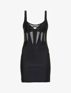 Mugler Semi-sheer Slim-fit Stretch-woven Mini Dress