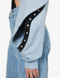 Mugler Asymmetric-hem Cropped Organic-cotton Hoody -Whistles Shop R04192672 LIGHTBLUE ALT04
